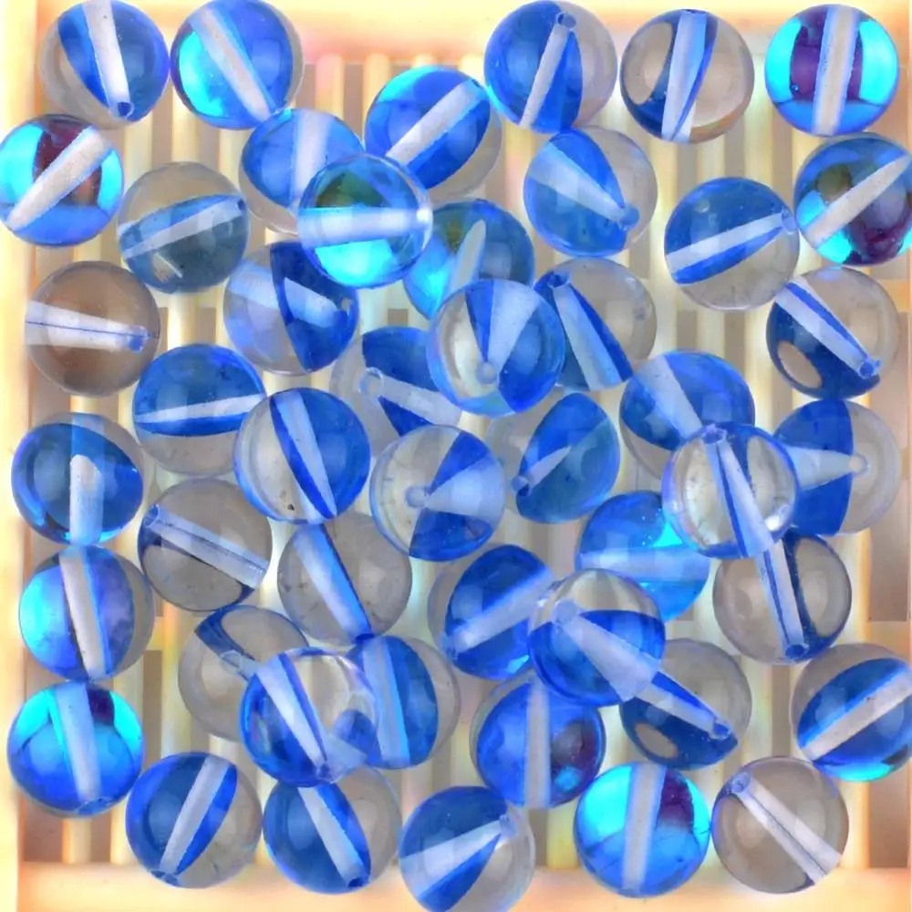 Smooth Blue Гладкий матовый ассорти из австрийского кристалла, Круглый бисер для изготовления ювелирных изделий 6 8 10 12 мм блестящие бусины из лунного камня Diy браслет - Цвет: Smooth Blue