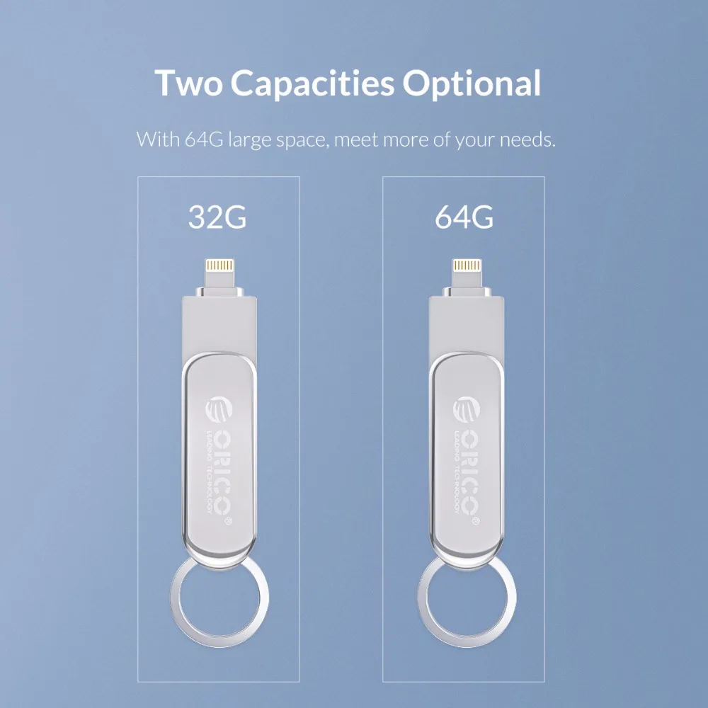 ORICO OTG USB флэш-накопитель 3-в-1 U диск 64 Гб оперативной памяти, 32 Гб встроенной памяти, USB3.0 флэш-память USB флэш-диск для телефона/планшета/ПК
