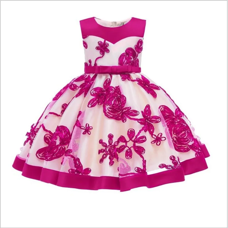 Girls Sleeveless Color Matching Children's Wedding Princess Party Dress Flower Vestido New Year Performance | Детская одежда и
