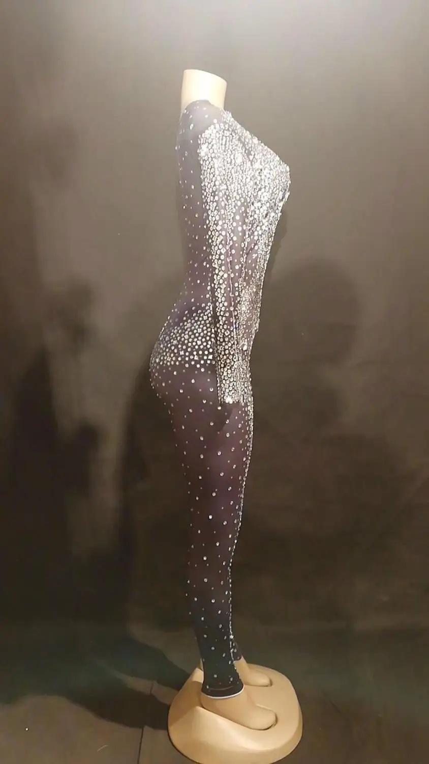 Женский эластичный комбинезон стразы костюм для выступлений и танцев на день