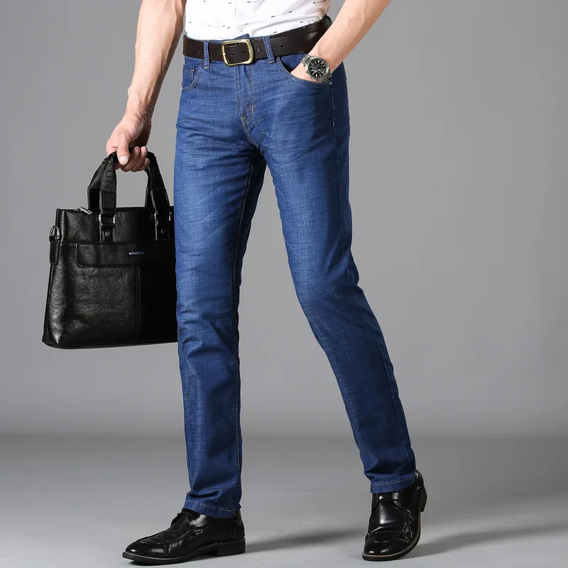 

Stretch mid-waist men's jeans in autumn and winter Young men's mercerized cotton men's jeans for business leisure