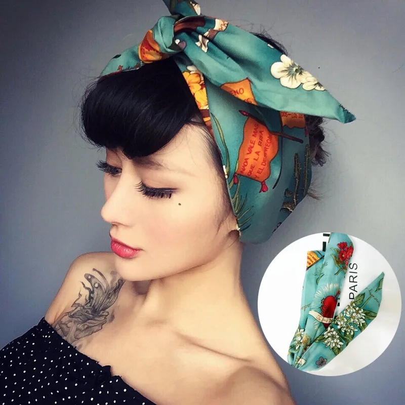 Повязка на голову в стиле ретро с цветочным принтом 1 шт.|hair band ribbon|headband turbanheadband
