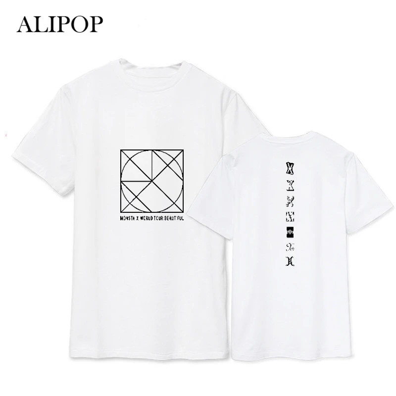 K Pop Kpop MONSTA X Be Beautiful Album Shirts POP повседневная хлопковая одежда футболка топы с