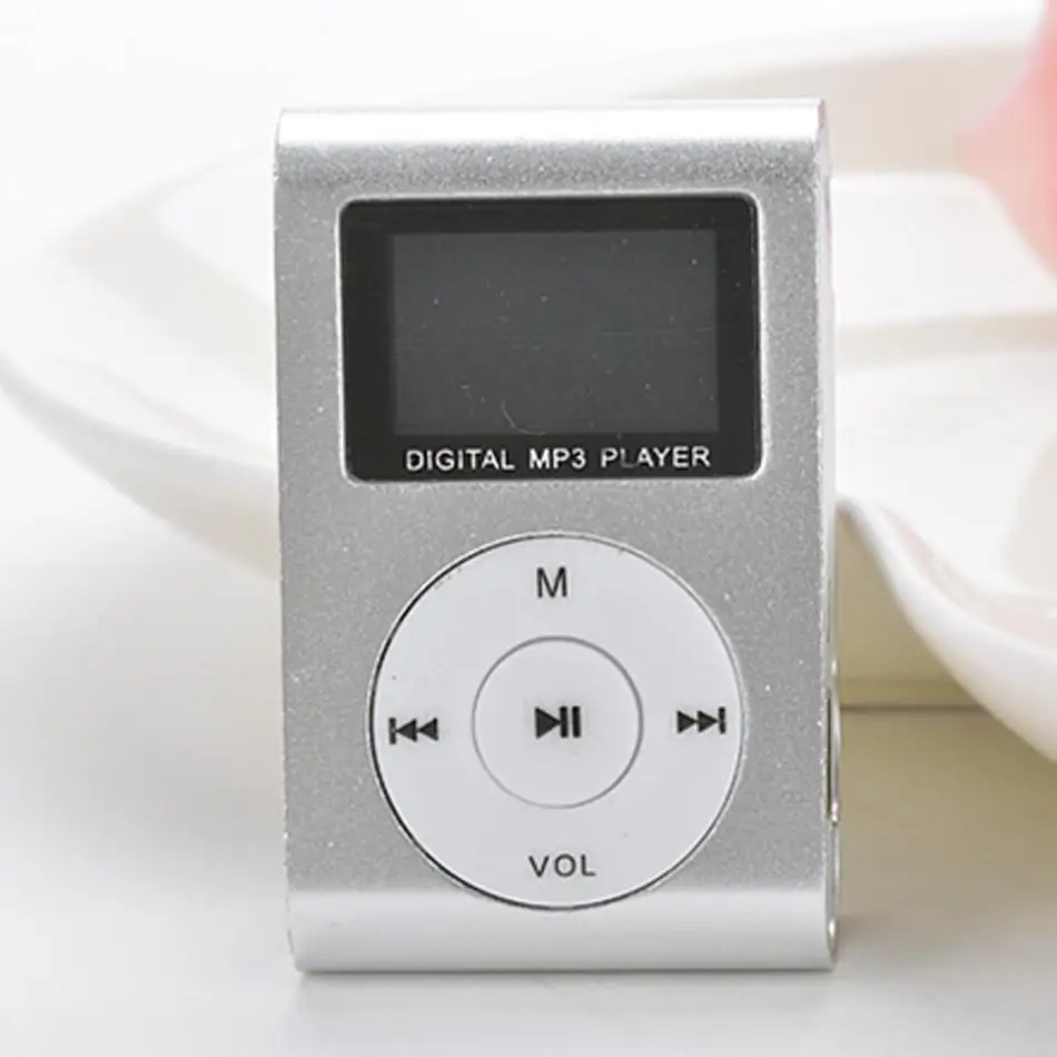 Серебряный Мини MP3-плеер Клип USB FM радио ЖК-экран Поддержка 32 Гб английский