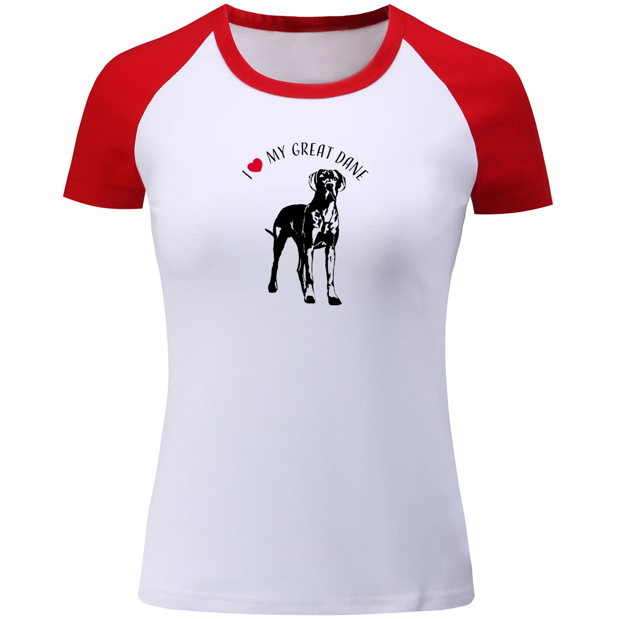 IDzn женская футболка дизайн I Love My Great Dane женские реглан с коротким рукавом