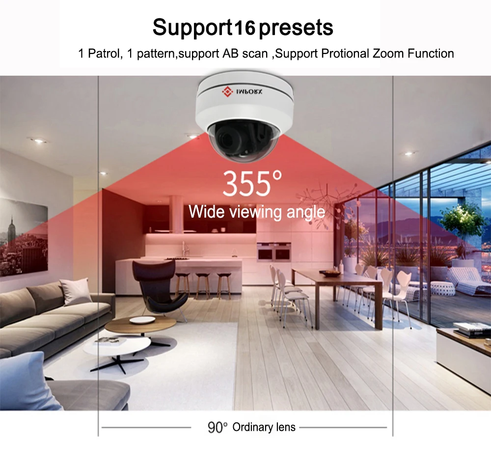 IMPORX PTZ IP камера наружная 1080P HD 3X Zoom мини купольная видеонаблюдения ИК 20 м P2P CCTV ip