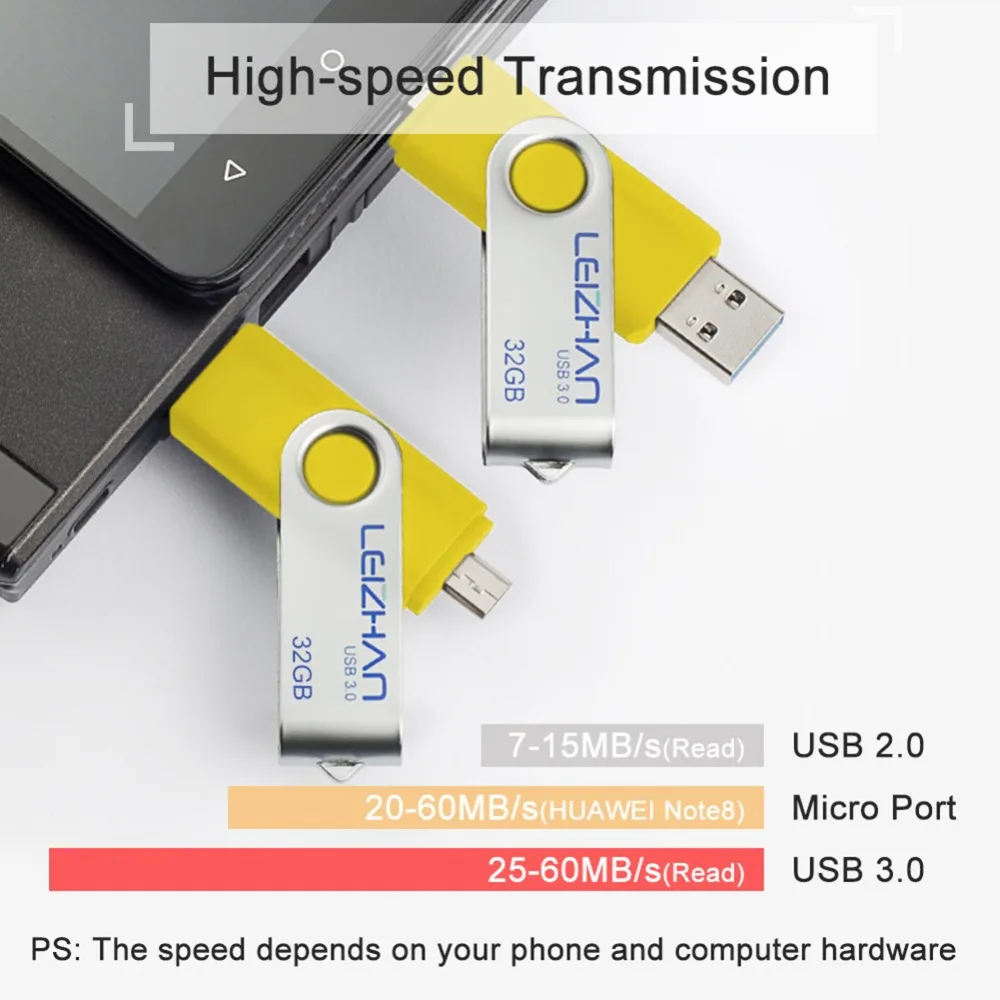 LEIZHAN usb флеш накопитель на android 3 0 128 ГБ флешка для Samsung Galaxy S7/S6/S5/S4/S3 64 32 16 8 карта