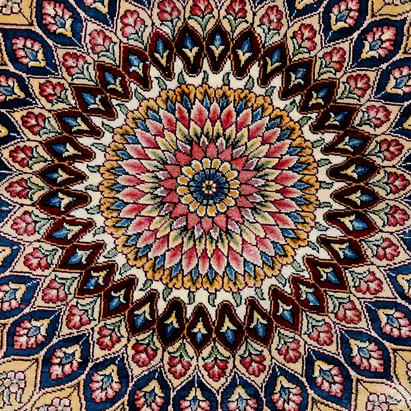 FangCun 10 'x 14' персидский классический синий подсолнух Шелковый ковер ручной