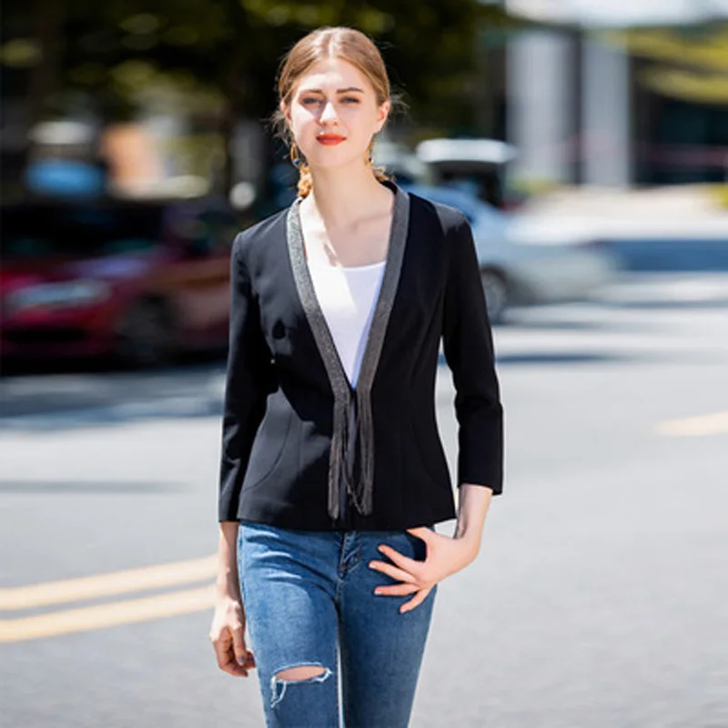 Осень Новая мода взлетно-посадочной полосы 2018 Для женщин куртка Бисер с длинным