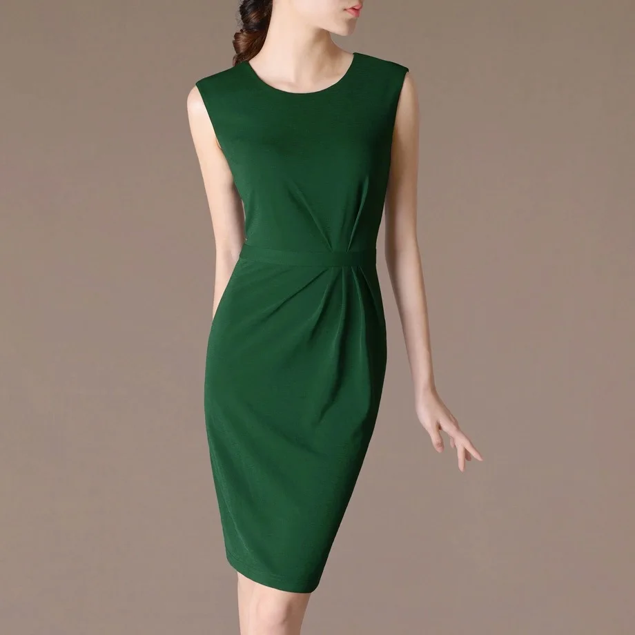 2017 Лето ПР пригородных Элегантный темперамент Круглый воротник платье без