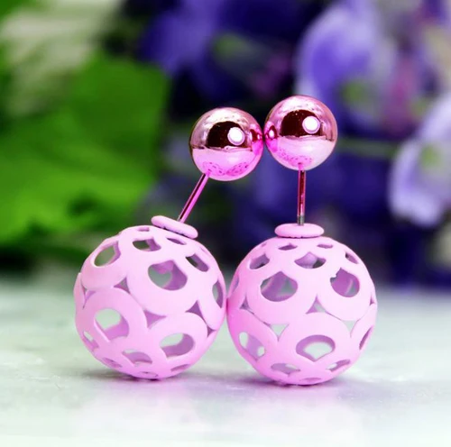 Серьги с искусственным жемчугом уникального дизайна двойные полые шарики серьги