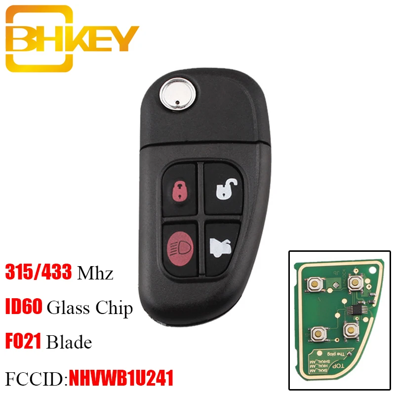 Автомобильный Выкидной дистанционный ключ BHKEY с 4 кнопками для Jaguar X Type S 1999 2009 XJ XJR