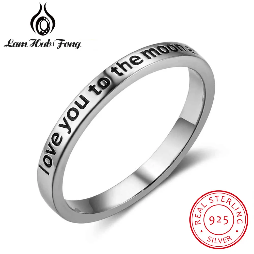

I Love You To The Moon And Back 925 Sterling Silver Rings for Women Vintage Style Rings Accessories Good Jewelry Gifts