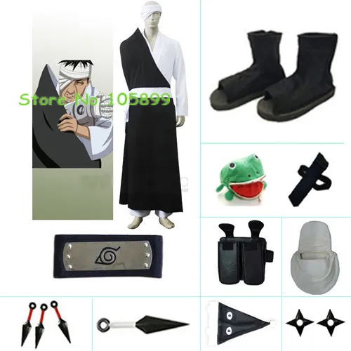Наруто Данзо Костюмы для косплея черный ниндзя обувь оружие реквизит Cospaly