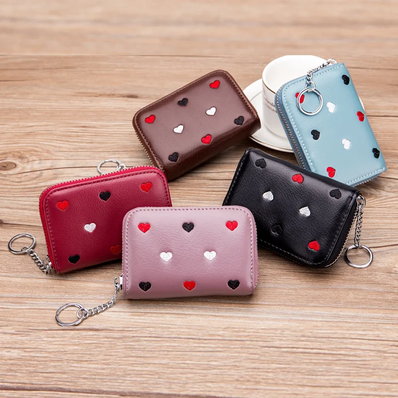 

SOUTH GOOSE Brand Women Classic MINI Wallet Genuine Leather RFID Zipper Credit Card Holder Female Casual Card Case Travel Wallet