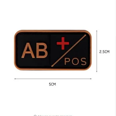 AB1 Желтые сувениры команда спорта 3D ПВХ A+ B+ AB+ O+ Положительный A-B-AB-O-отрицательная нашивка с группой крови военные тактические резиновые значки - Цвет: AB1