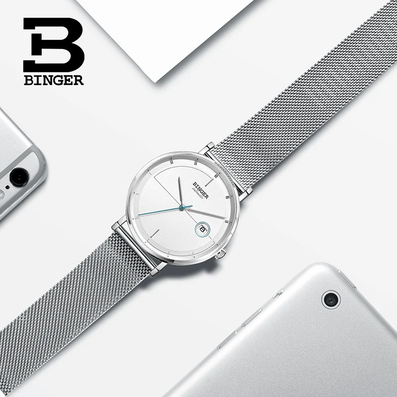Швейцарские мужские часы Binger люксовый бренд Япония seiko для бега мужские часы автоматические механические сапфировые Авто Дата