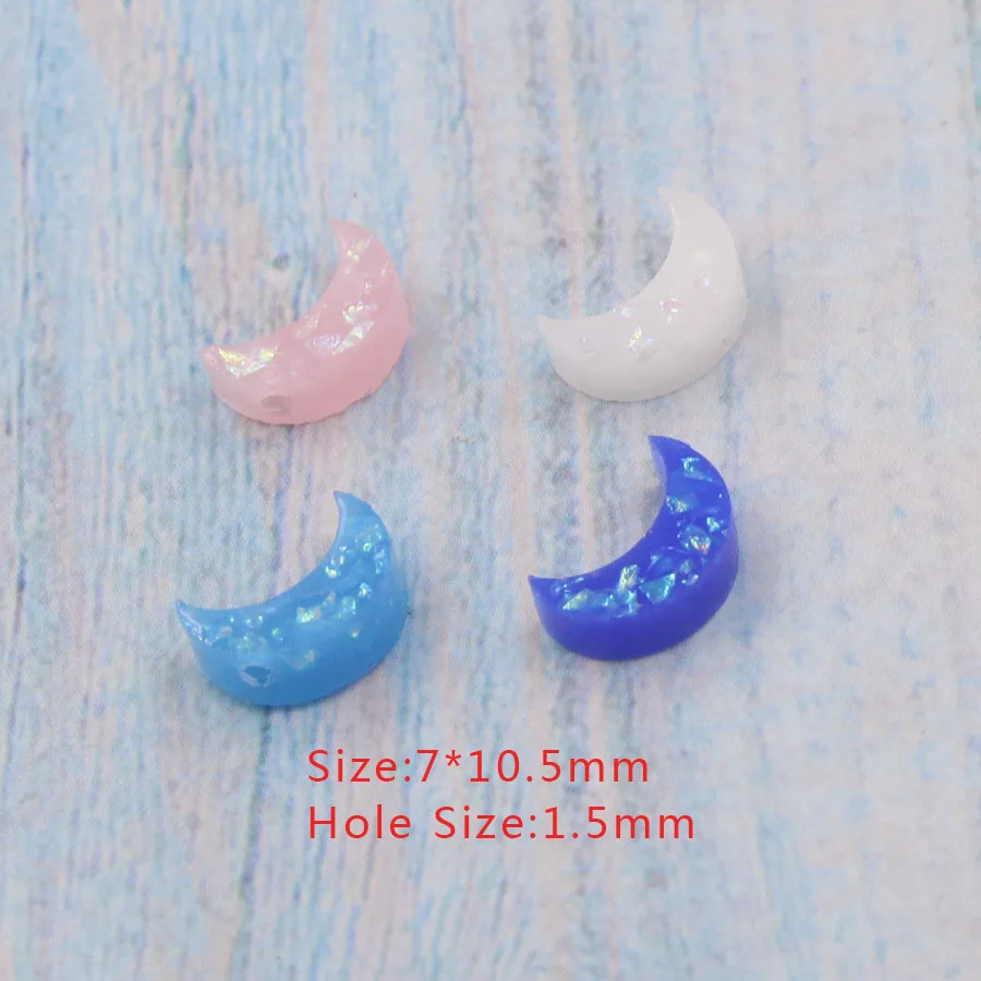 

50Pcs 12MM Mixed Color Resin Pendant Opal Moon Charms Moon Beads pendant for DIY Women Jewelry Making Wholesale