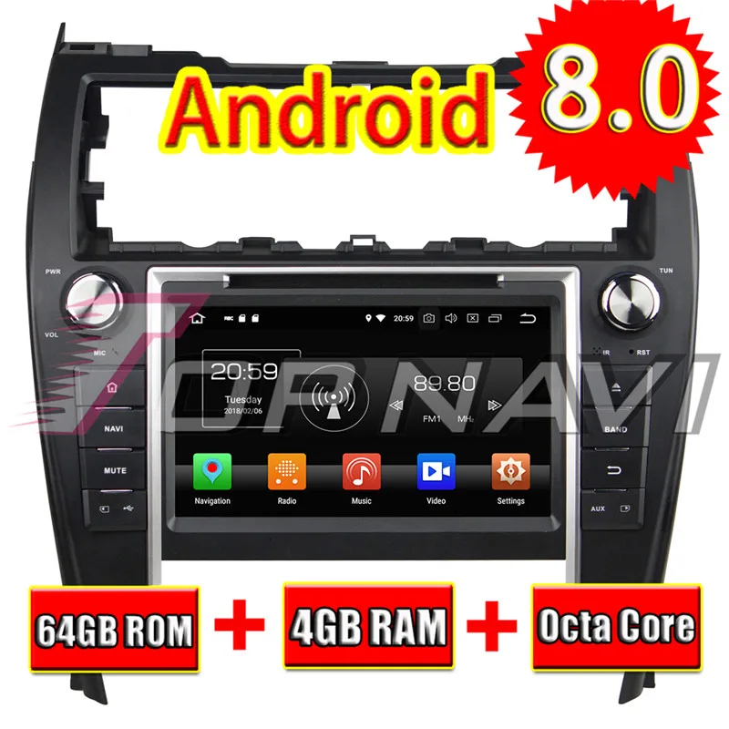TOPNAVI Android 8 0 автомобильный DVD Media Center плеер для TOYOTA CAMRY 2012 2013 автомобильное радио с GPS