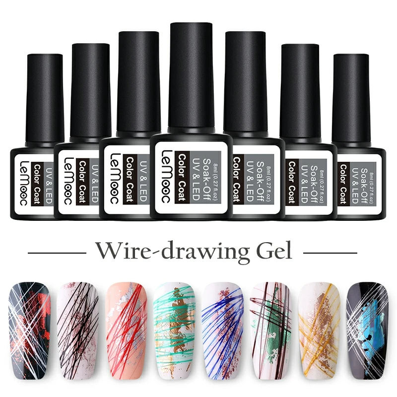 LEMOOC 8 мл Эластичный Гель-лак для рисования ногтей УФ-Гель-лак серебристая золотая