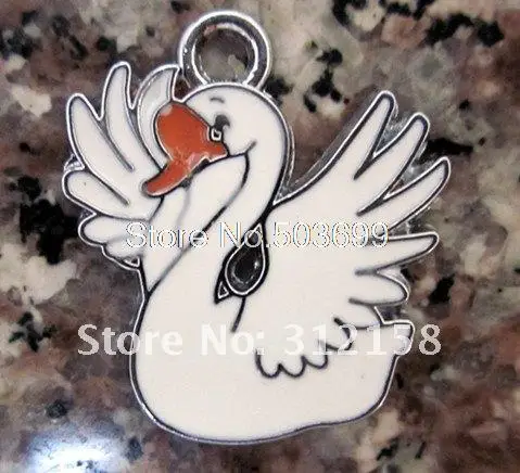 

100Pcs/Lots Alloy Metal swan charms enamel charms key charms bead