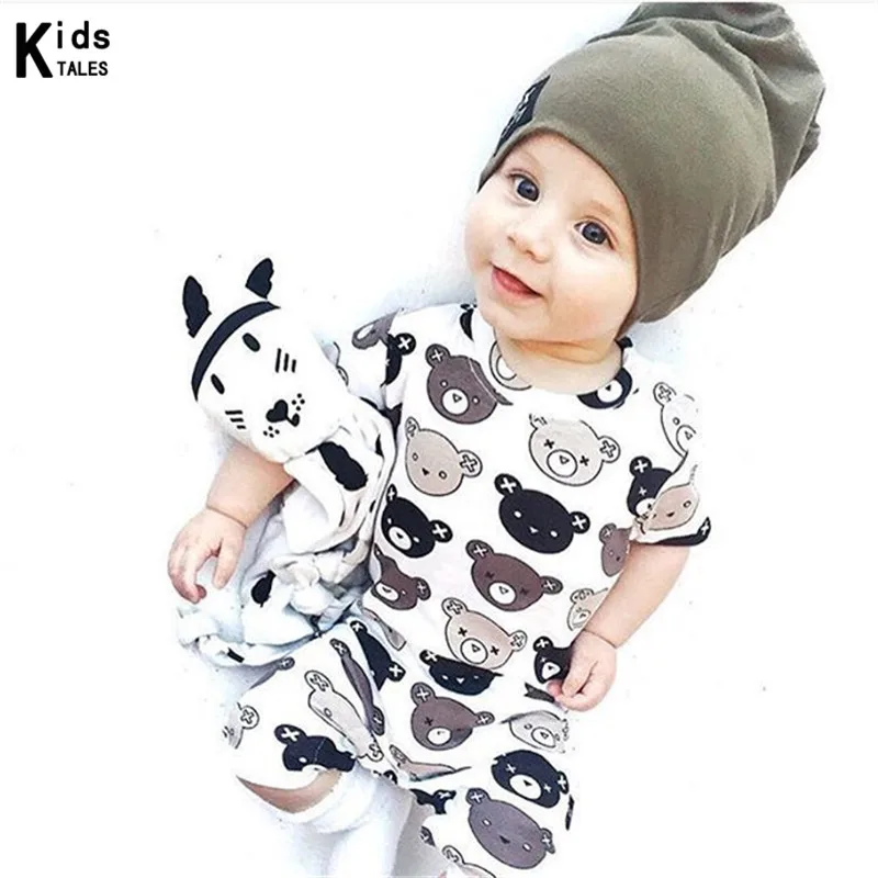 2021 Одежда для новорожденных летние детские комбинезоны с принтом Мишки и