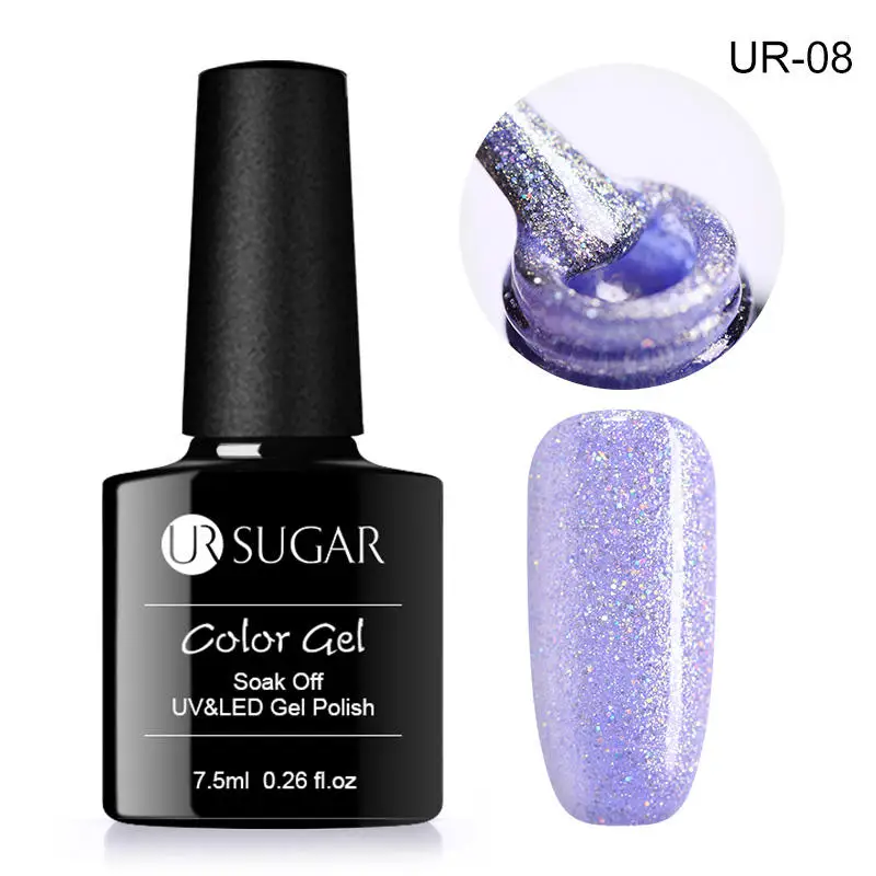 Ur Sugar 7,5 мл УФ-гель для ногтей голографический Блестящий Гель-лак для ногтей светодиодный Soak Off гель для ногтей Лаки маникюрный лак - Цвет: Темный хаки