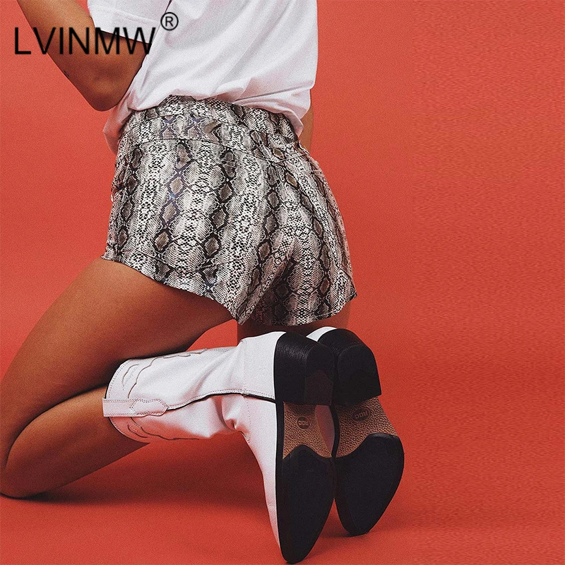LVINMW повседневные обтягивающие шорты со змеиным принтом с высокой талией 2019