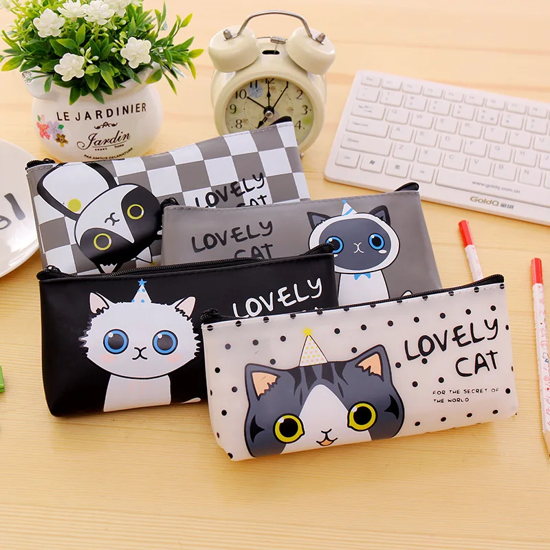1 шт. Kawaii Кот PU Ручка сумки канцелярский подарок для студента мультфильм школьных
