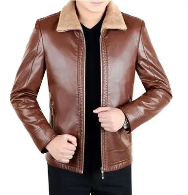 89223 Yellow brown Хит, зимняя новая модная деловая повседневная мужская кожаная куртка, Мужская Шуба из натуральной кожи, зимние куртки из овчины - Цвет: 89223 Yellow brown