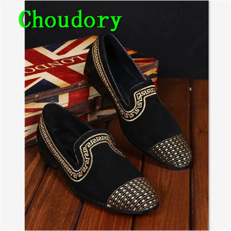 Choudory Вышитые Мужские Туфли Мокасины Кроссовки Твердые Дышащий Указал Свадьба