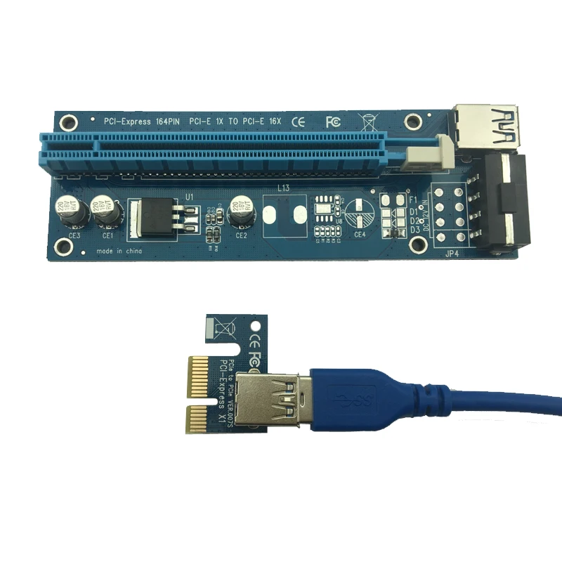 10 шт. 60 см USB 3.0 PCI E Express 1x до 16x райзер карта с кабелем питания SATA 15pin 4pin для майнинга