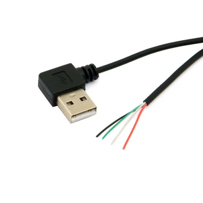 90 градусов левый Угловой USB 2 0 Тип штекер до 4 провода открытый кабель для DIY OEM