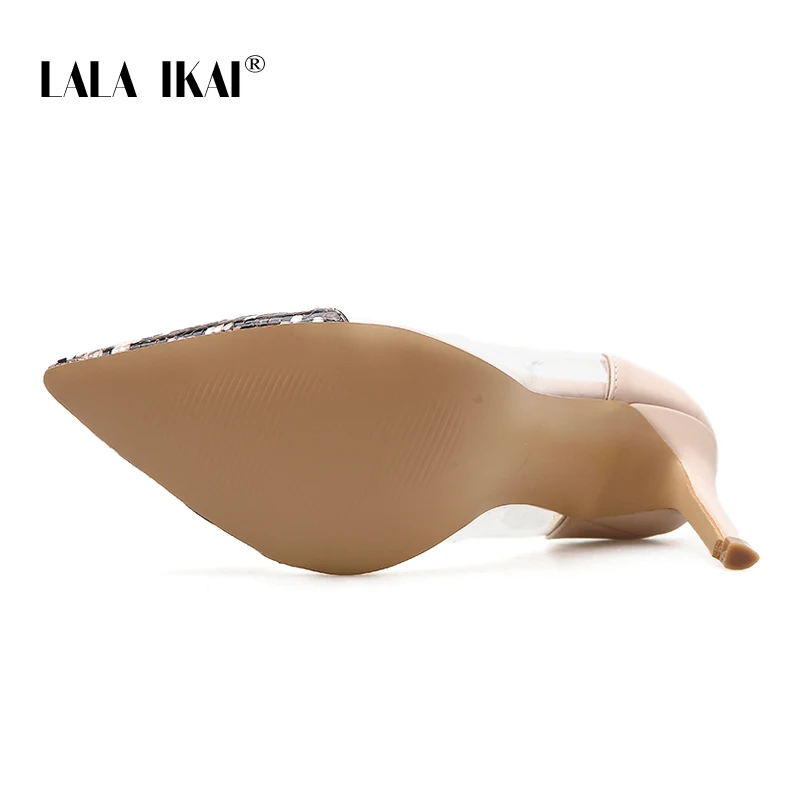 LALA IKAI/женские туфли на каблуке, Для женщин женские туфли-лодочки свадебные туфли сезон: весна–лето высокие каблуки ПВХ со змеиным рисунком из искусственной кожи пикантные туфли на выход; Zapatos De Mujer; 014C3420-45