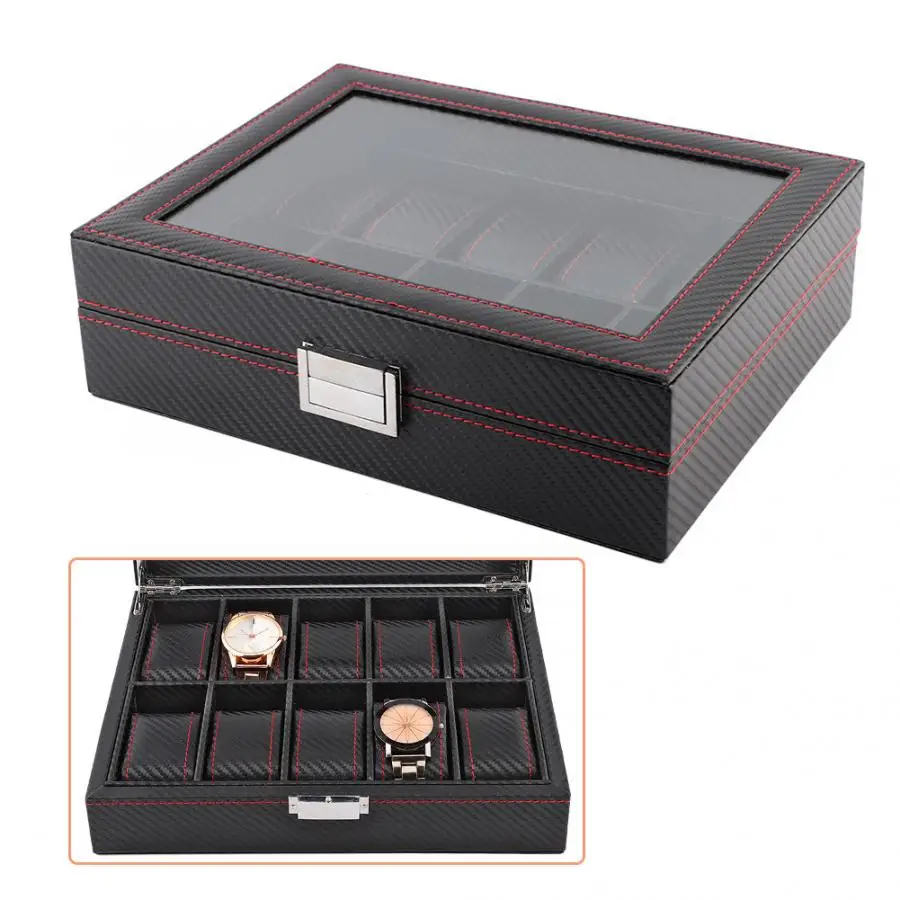 10 ячеек коробка из углеродного волокна для демонстрации часов