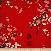 leolin diy three color restoring painting plum blossoms cotton cloth printing dyeing patchwork cotton fabric tissus 50cm