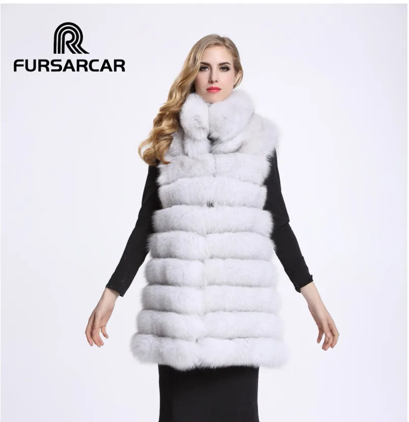 Женская меховая куртка FURSARCAR зимняя средней длины с воротником-стойкой и