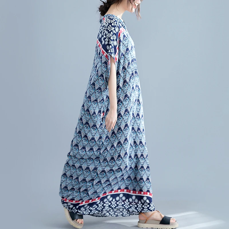 Женское длинное платье макси Elegdream богемное пляжное с модным принтом праздничное