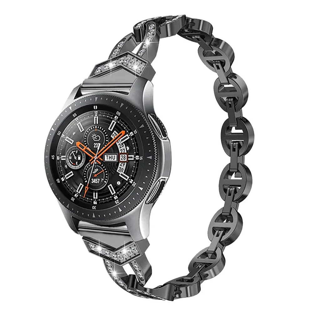 Для женщин бриллиантовый браслет для samsung Galaxy Watch 46/42 мм/Активный 2 1 ремешок для samsung Шестерни S3 быстроразъёмное соединение ленточная металлический ремешок на запястье