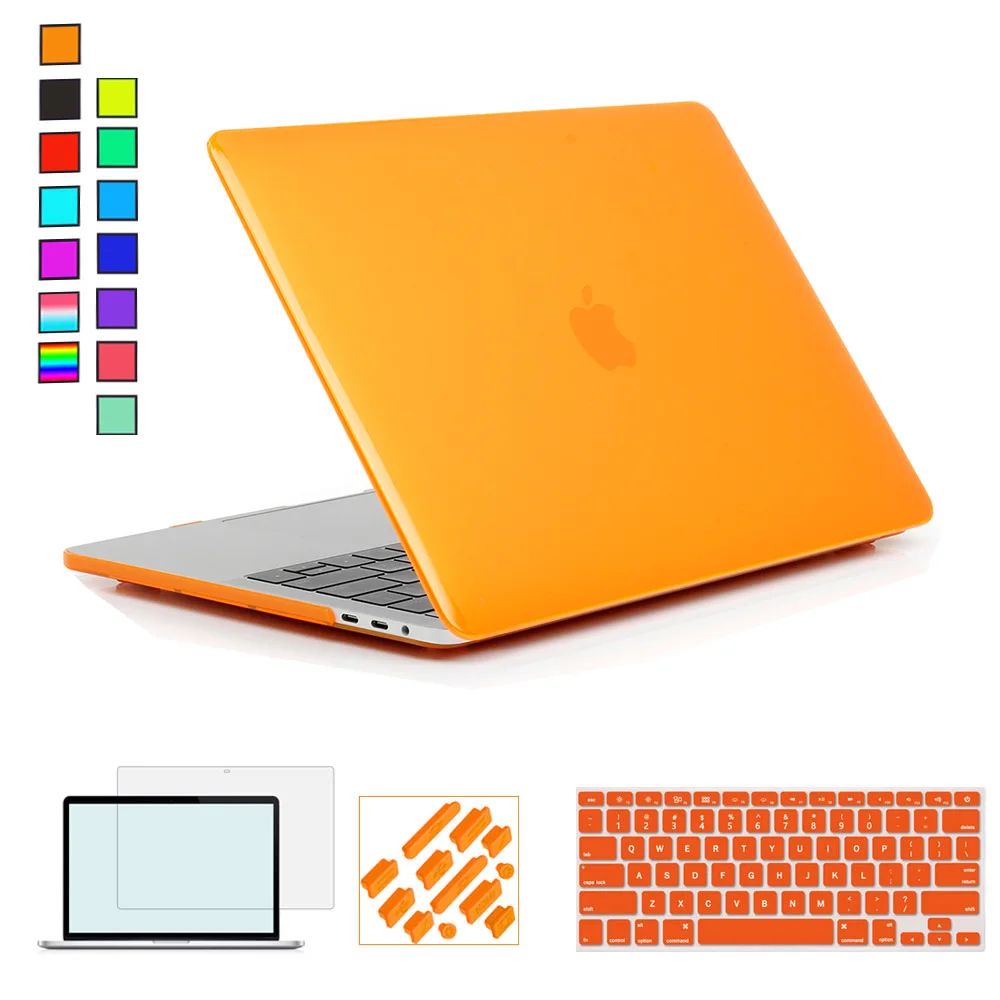 Для нового Macbook Air 13 чехол+ клавиатура чехол для Apple Macbook Air Pro retina 11 12 13 15 Mac Book 15,4 13,3 дюймов чехол для ноутбука - Цвет: Crystal clear Orange