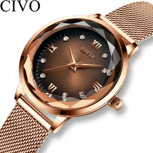 Часы наручные женские кварцевые, модные водонепроницаемые Брендовые с сетчатым ремешком из розового золота, 2021