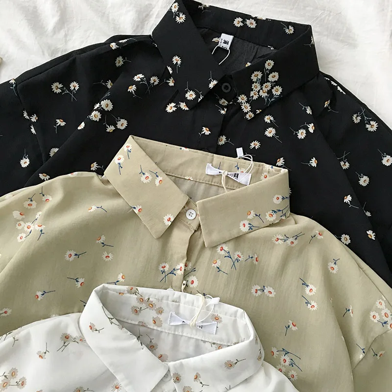 Женская шифоновая рубашка с короткими рукавами блузка на пуговицах воротником