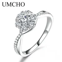UMCHO Round Moissanite Engagement Ring Natural Diamond White Gold 18k Dainty Ring Forever Engagement Wedding Jewelry Party Gift