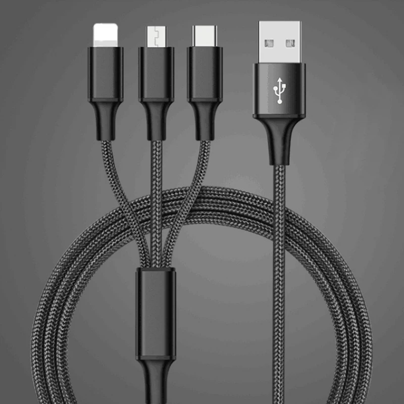 USB кабель для iPhone XS X 8 7 6 зарядное устройство 3 в 1 Micro Android TypeC кабели мобильных