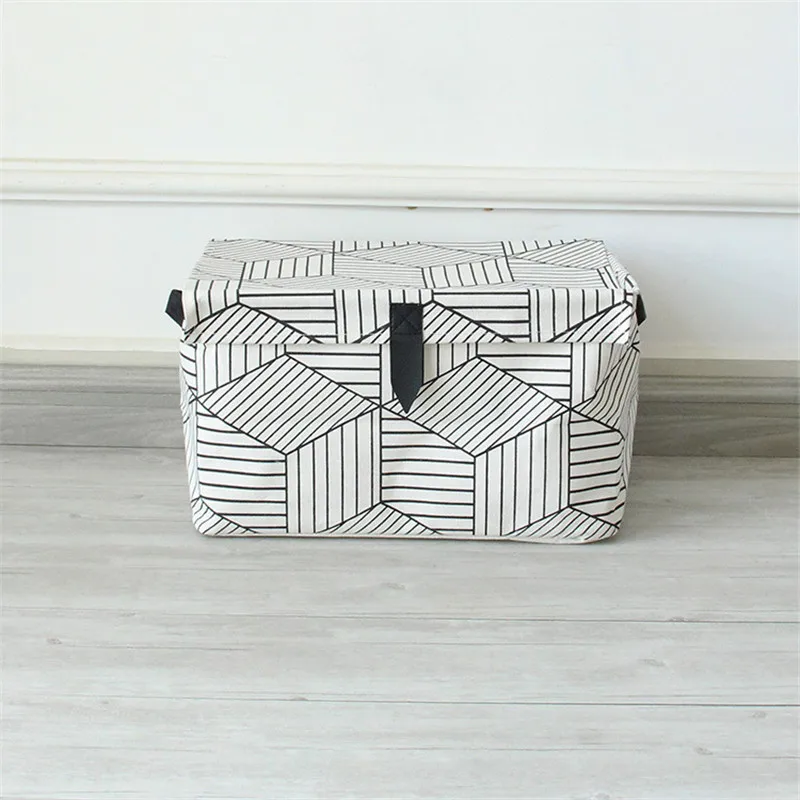 FullLove Геометрическая искусственная льняная хлопковая черная белая с крышкой