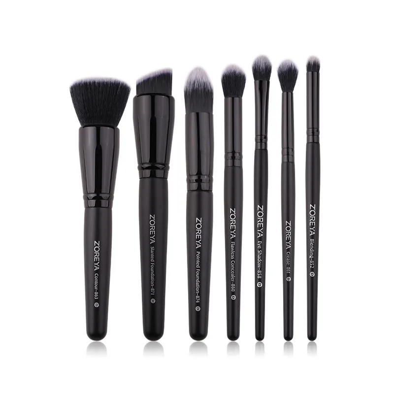 7Pcs Бренд Zoreya супер мягкие из синтетических волос для макияжа Кисти для макияжа Пудра Тени для век 4/7/15 шт. набор для макияжа - Handle Color: 7Pcs