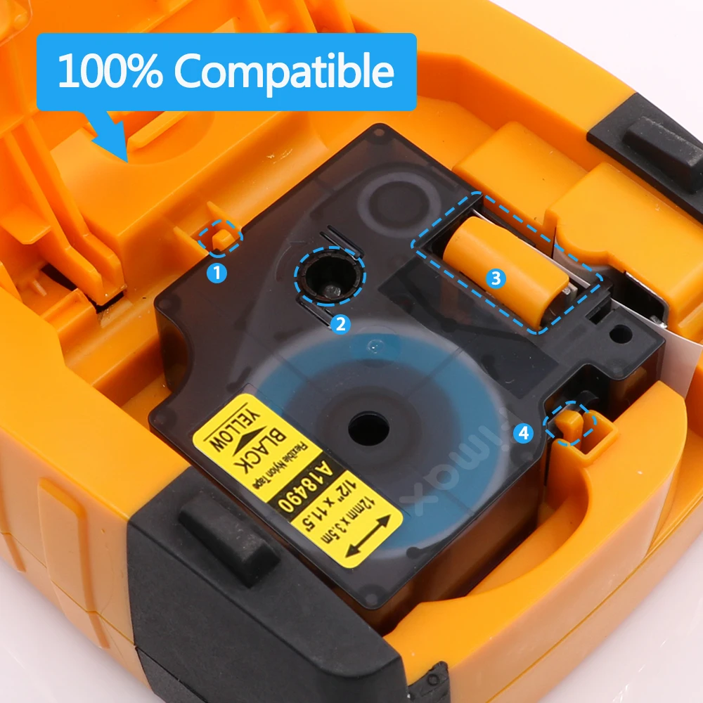 Fimax 5 шт. совместимая с Dymo Rhino гибкая нейлоновая лента для этикеток 18490 18488
