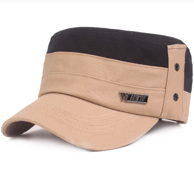 HT2467 Breathable Cotton Army Cadet Military Cap Adjustable Flat Top Spring Summer Sport Sun Hats Men Women Baseball | Аксессуары для