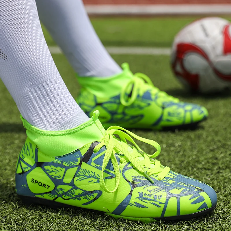 

DR.EAGLE Outdoor Spike Children Kids Soccer shoes Mens Football Boots socks With grass Futsal shoe Football man Cleats sneakers