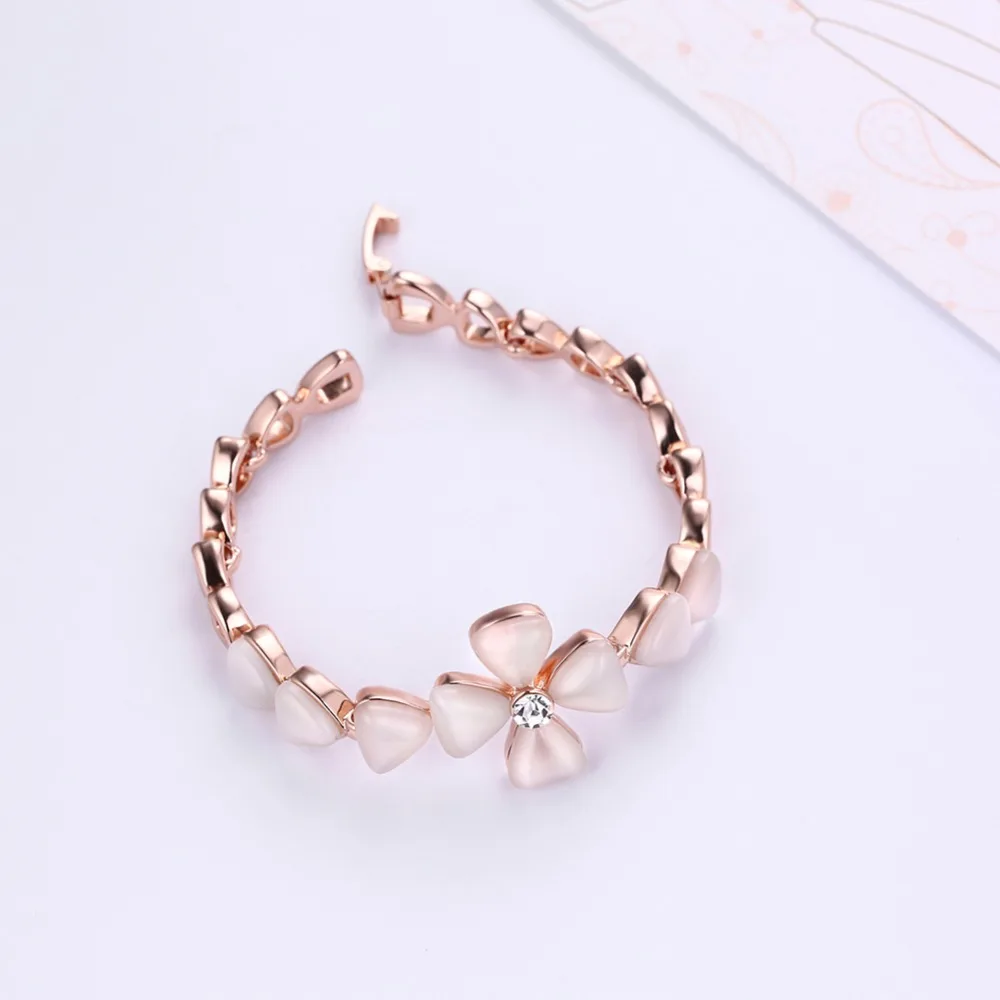 16.2 см сплав олова Four Leaf белый треугольник камень Клевер розовое золото Цвет